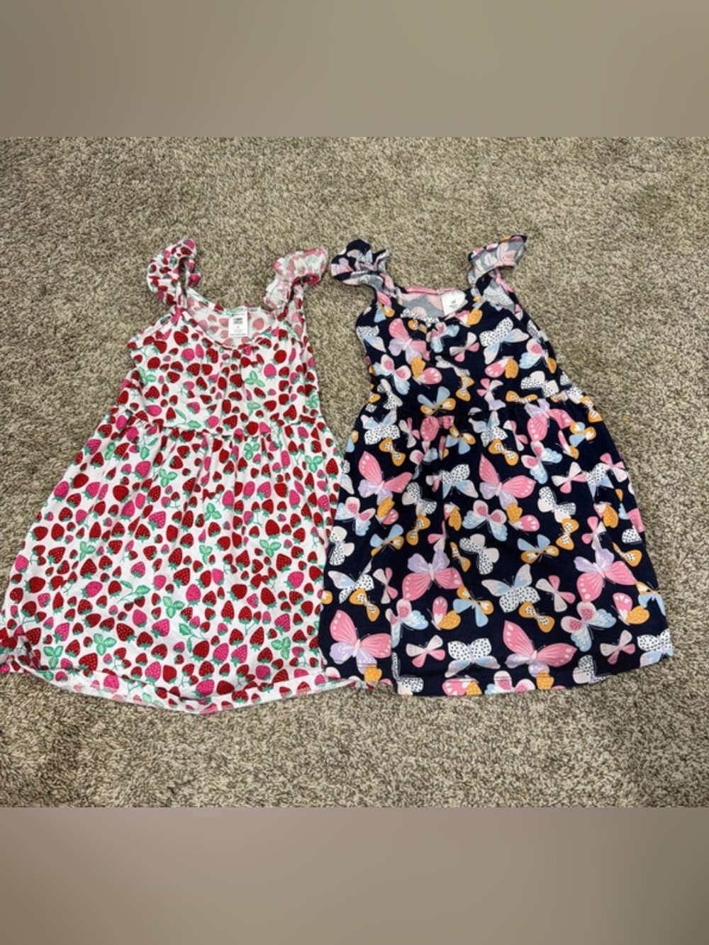 Girls' Navy Butterfly Print Sundress - Pink & Yellow Butterflies